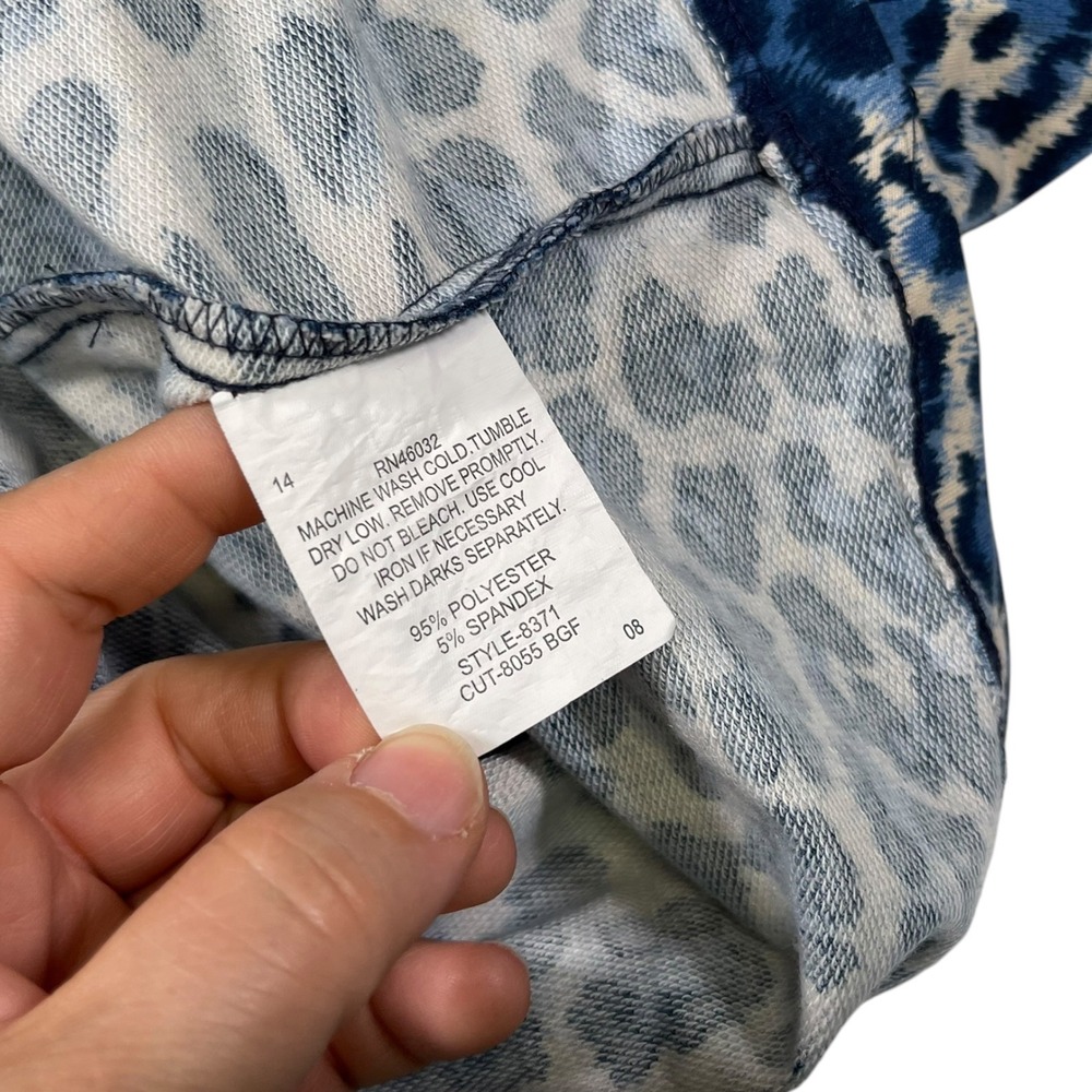 Links 14 Blue Leopard Print Zip Up Jacket Mock Neck Chest Pockets Mobwife Bold‎ - Picture 6 of 6